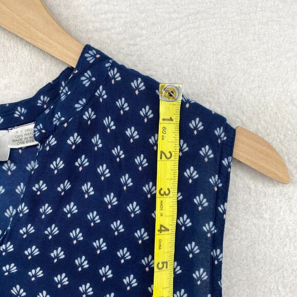 HENNA Dress One Size Floral Geometric V-Neck Boho Sleeveless Midi Boho Blue - Picture 9 of 10